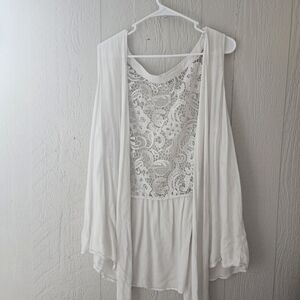 Cato White Lace Sleeveless Cardigan